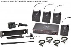 Galaxy Audio AS-950-4 BAND PACK 16 Channel Wireless Personal In-Ear Monitor System with 4 Receivers and 4 EB4 Single Tit