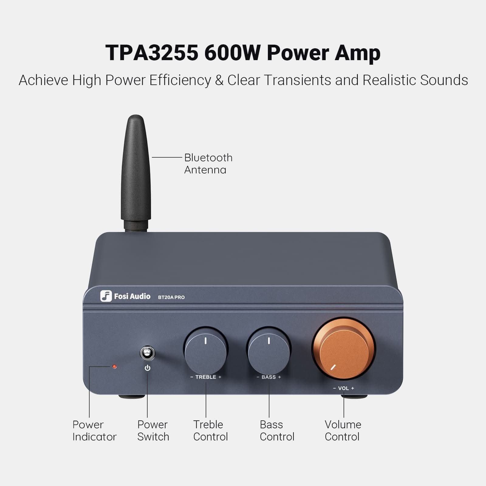 Fosi Audio BT20A PRO Bluetooth Amplifier, 32V/5A gallery 1