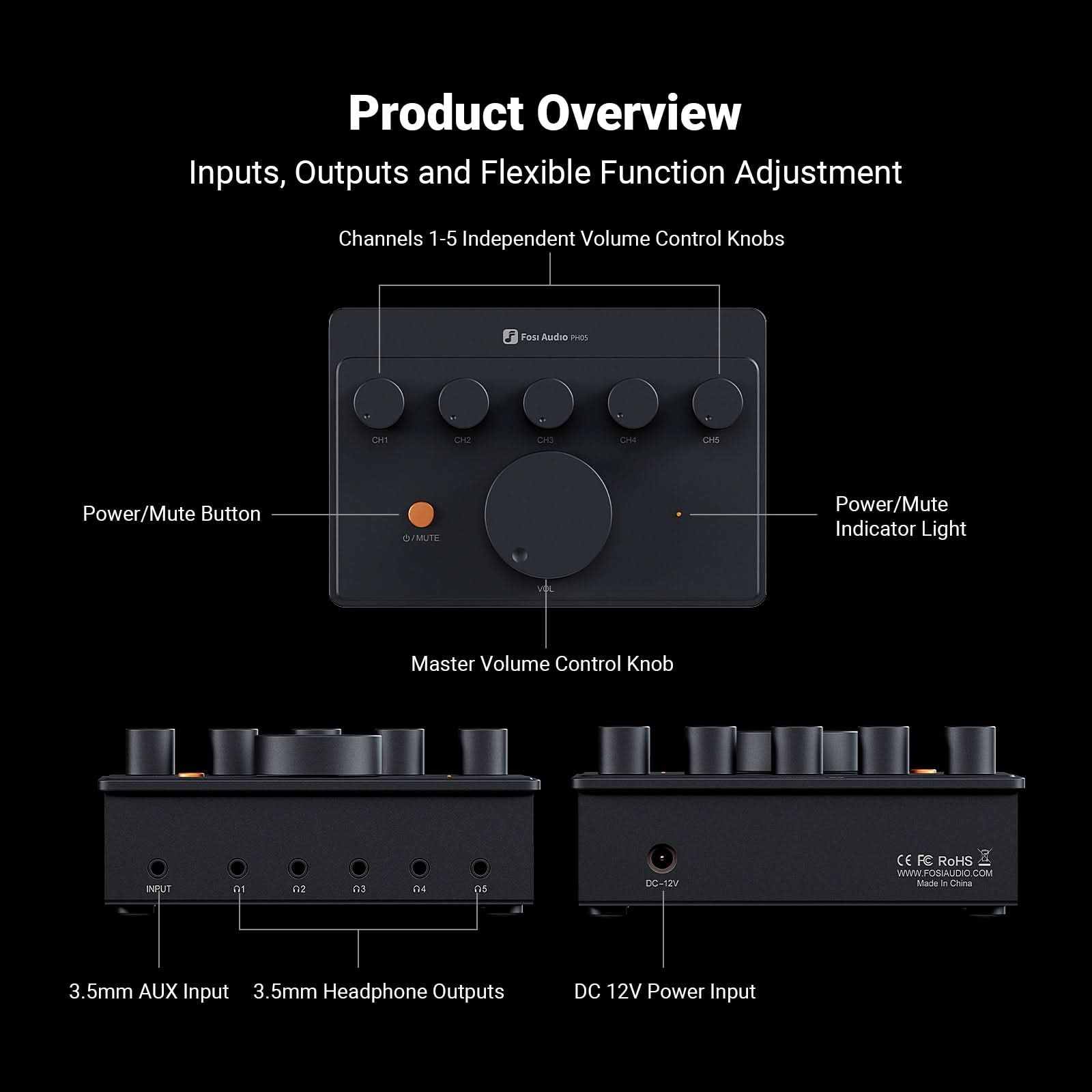 Fosi Audio PH05 5-Channel Headphone Amp gallery 6