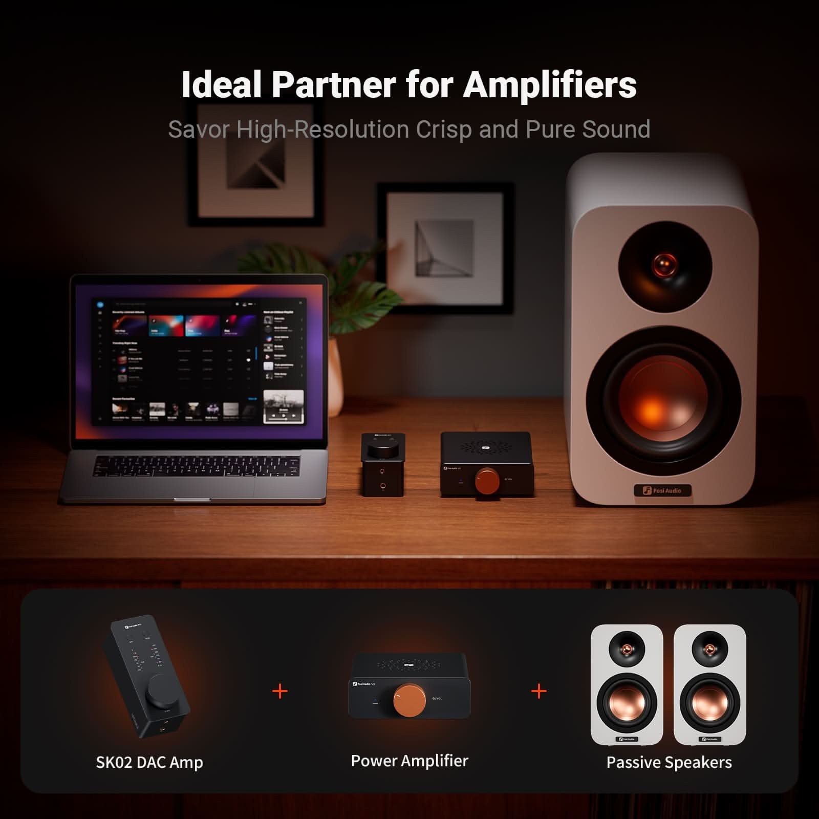 Fosi Audio SK02 Headphone Amp, Orange gallery 5