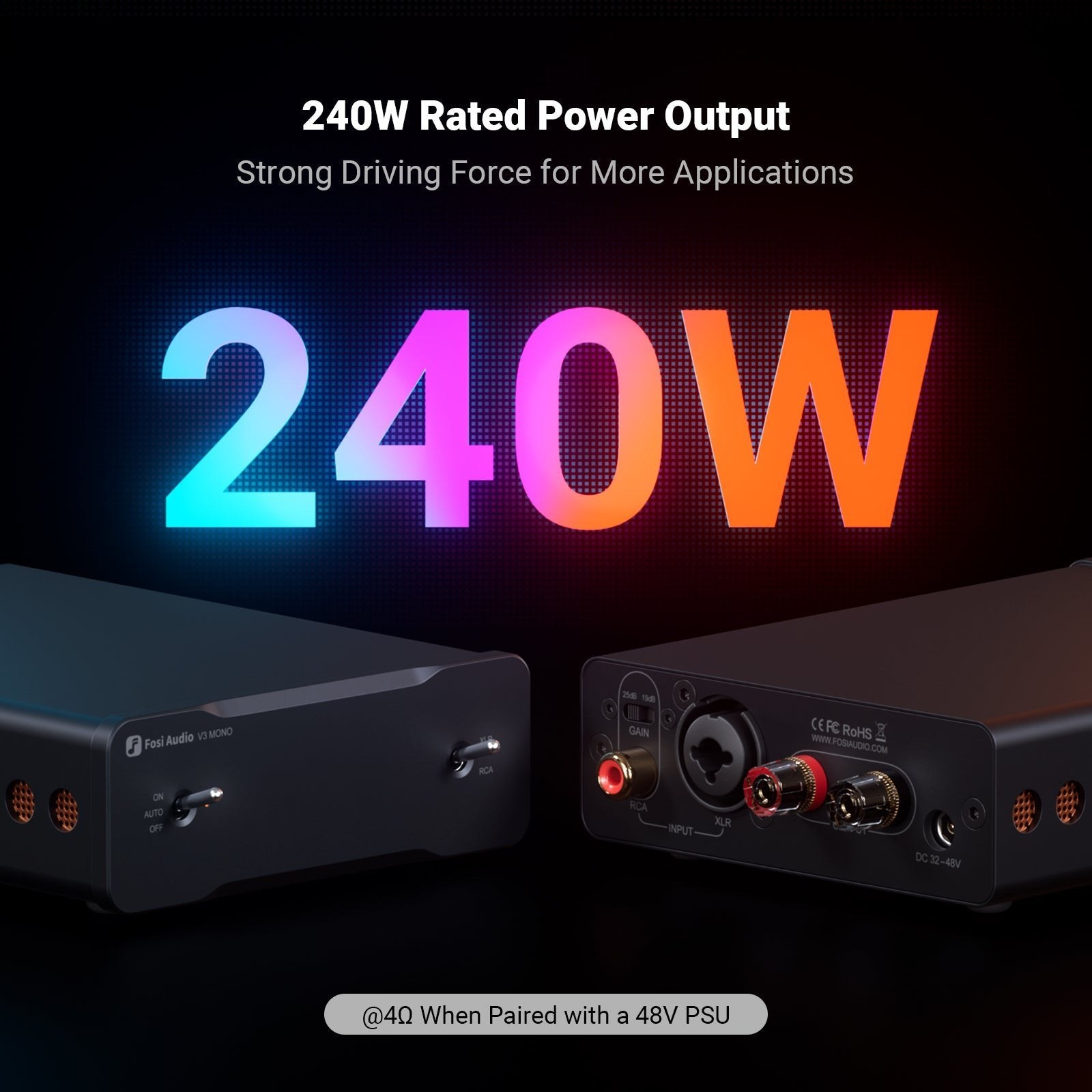 Fosi Audio V3 Mono Power Amplifier Bundle, 48V/10A gallery 3