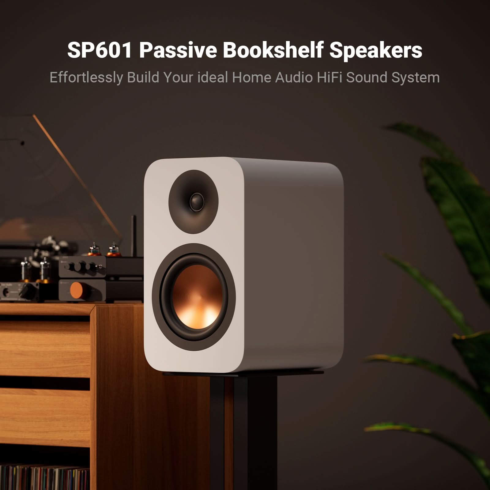 Fosi Audio SP601 Passive Bookshelf Speakers, Black gallery 2