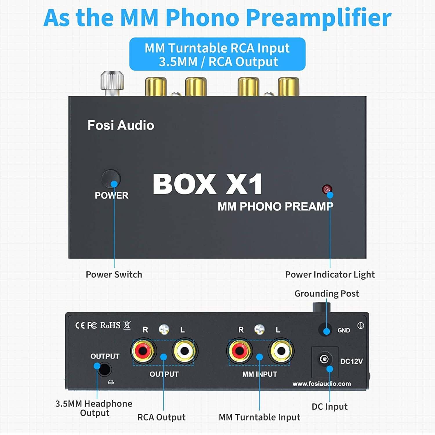 Fosi Audio Box X1 MM Phono Preamplifier gallery 3