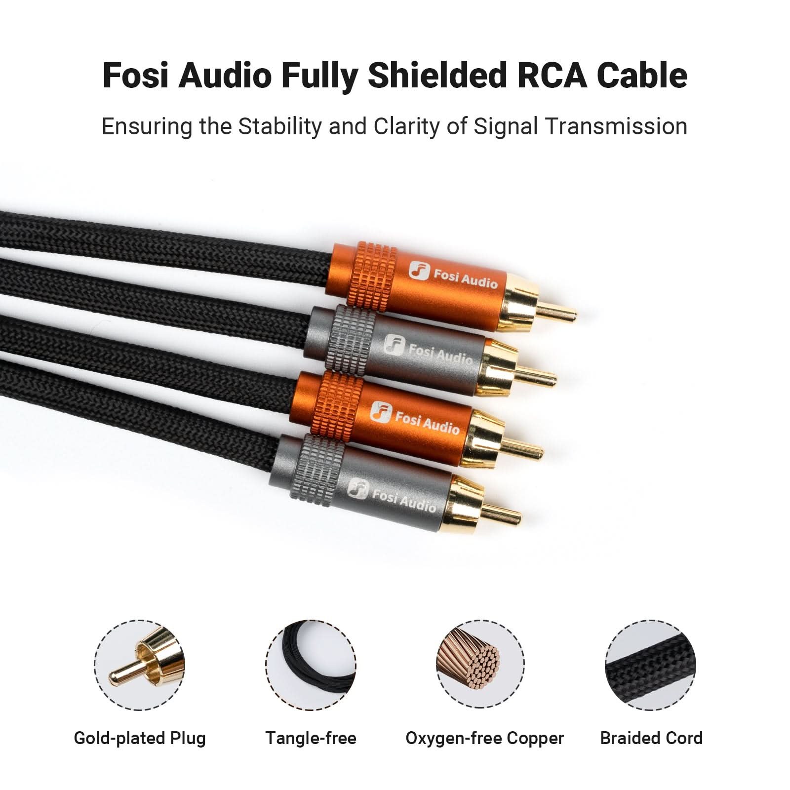 Fosi Audio 2-RCA Stereo Cable, 0.3m gallery 2
