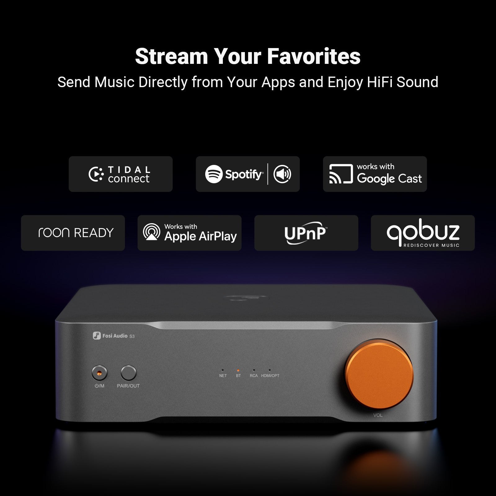 Fosi Audio S3 Streamer DAC/Preamp, Silver gallery 4