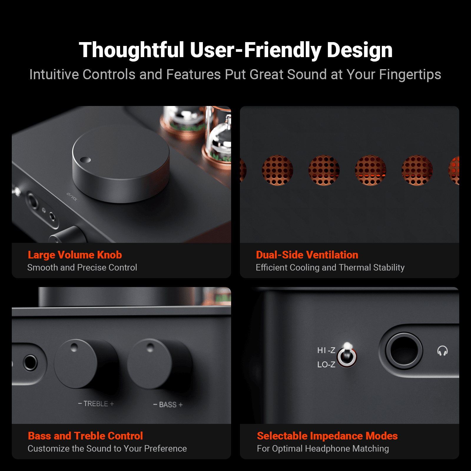 Fosi Audio GR70 Tube Headphone Amp/Preamp, Orange gallery 3