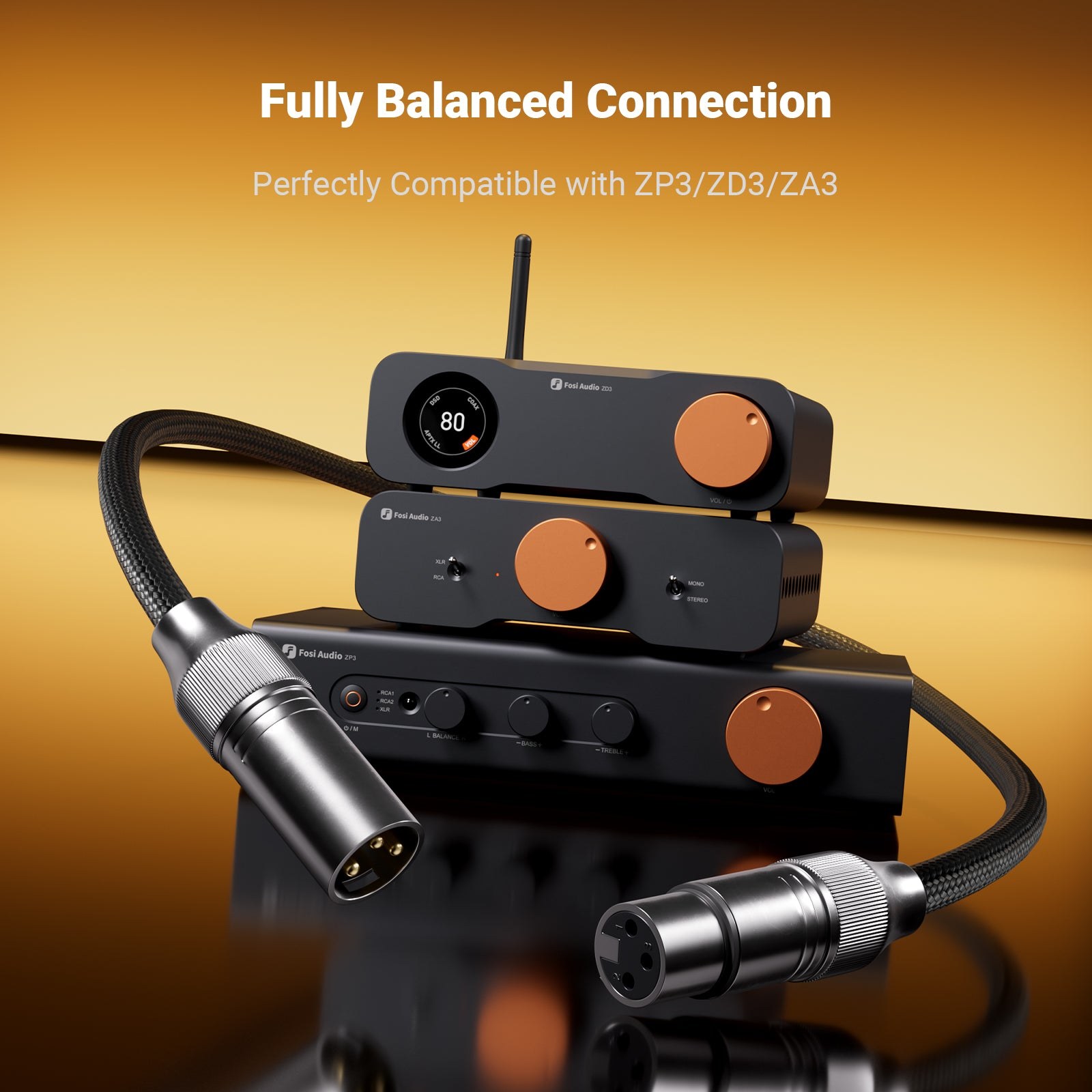 Fosi Audio XLR Cable Pair, 0.3m gallery 3
