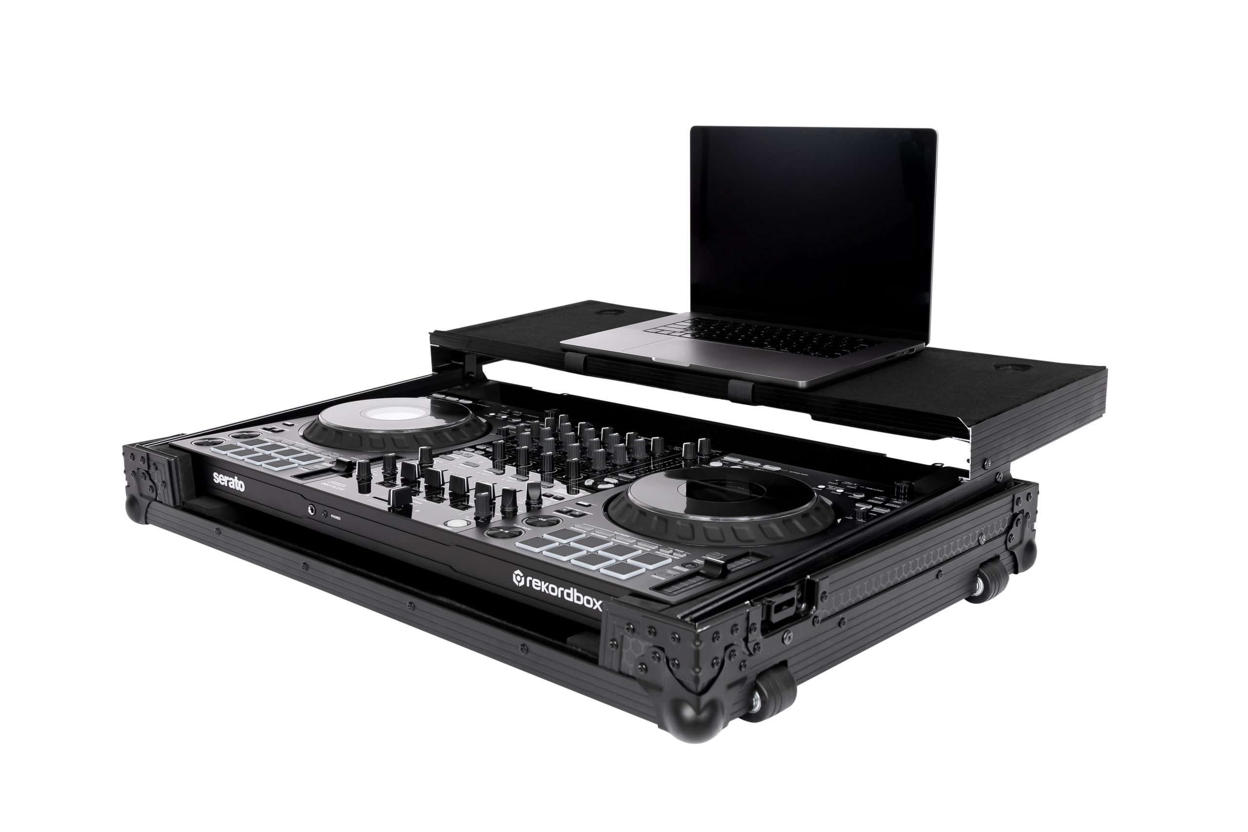 Pitch Black Flight Case for DDJ-FLX10 w/ Laptop Platform & Wheels gallery 7