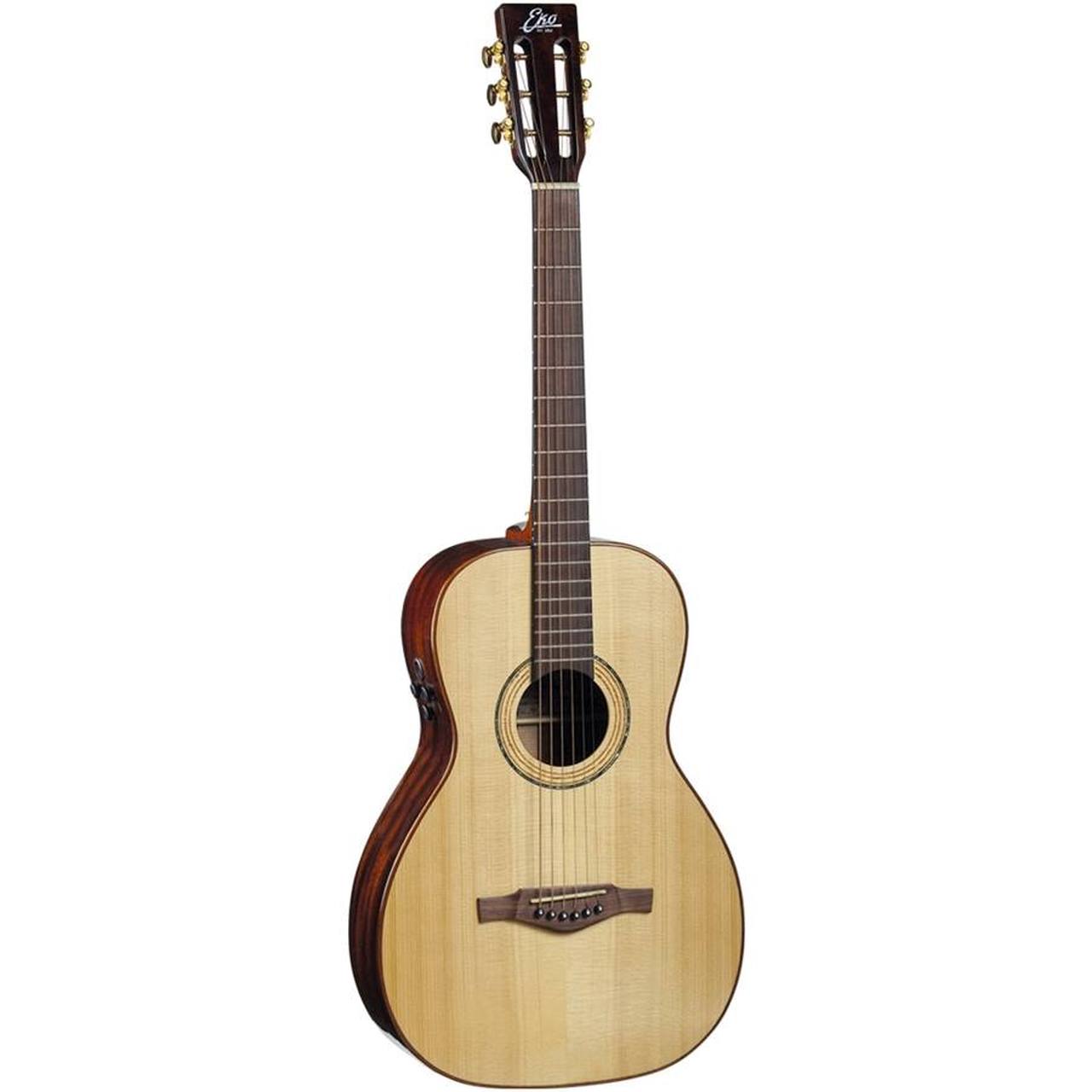 Eko Marco Polo P500e SM All-Solid Travel Acoustic-Electric Guitar – Spruce / Mahogany