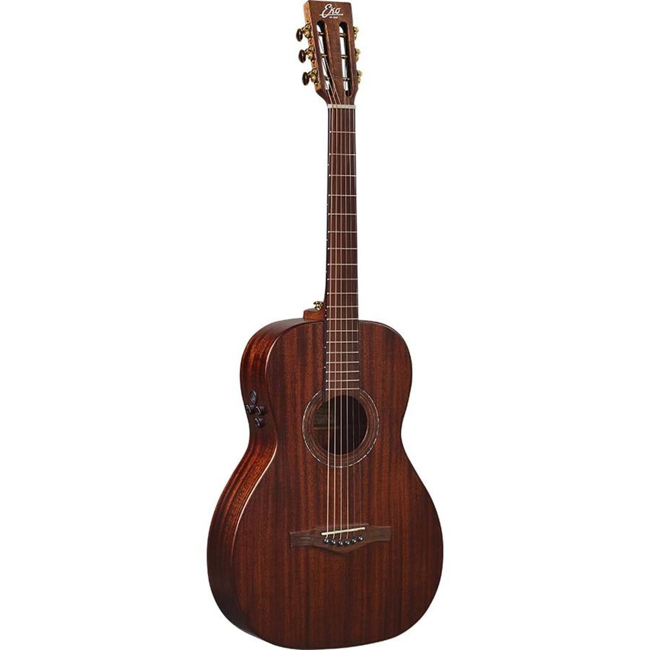 Eko Marco Polo P500E MM All-Solid Parlor Acoustic-Electric Guitar – Mahogany gallery 1