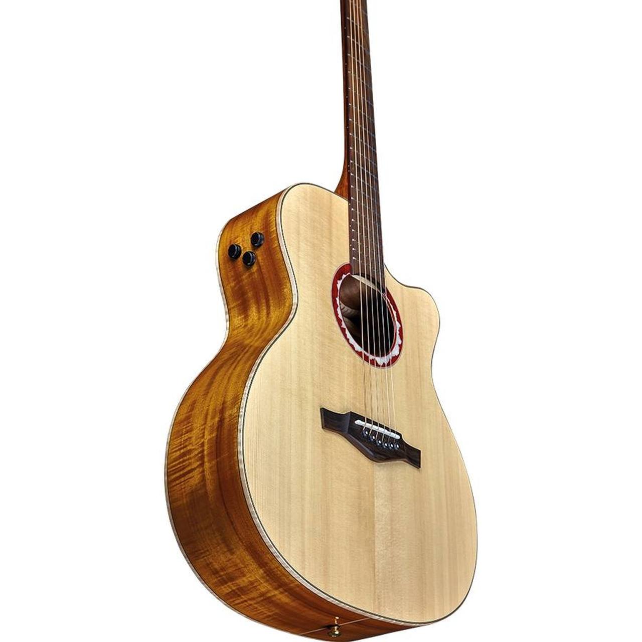 Eko ALPS J450CE Dreadnought Cutaway Acoustic-Electric Guitar – Solid Italian Red Spruce / 3-Layer Koa gallery 3