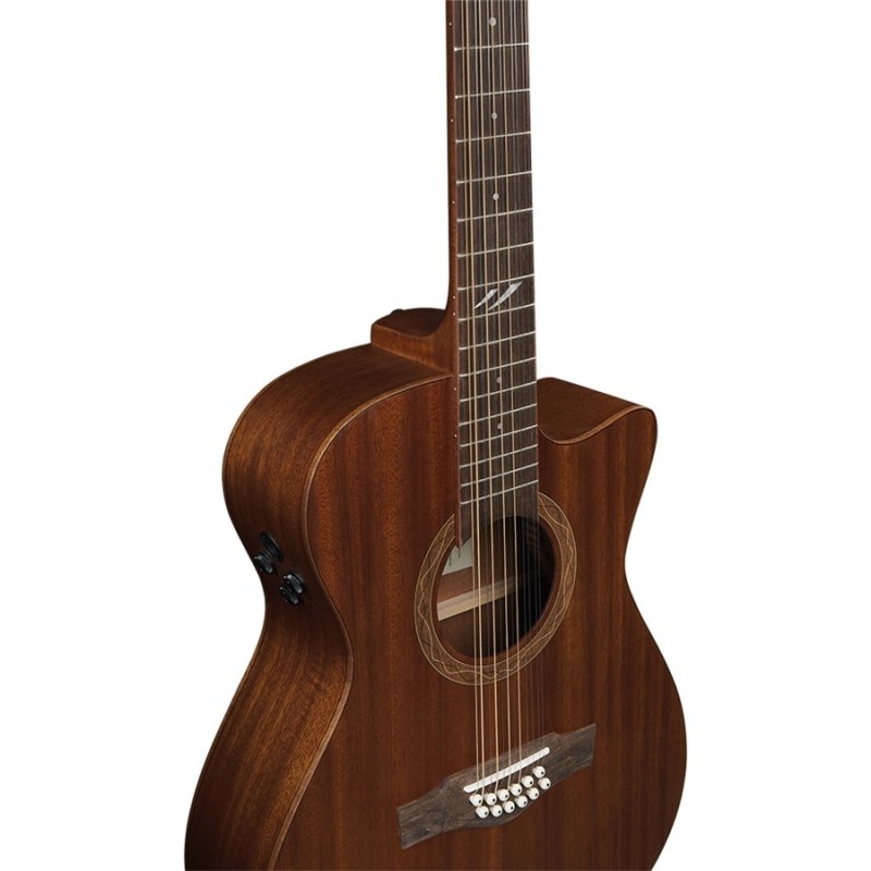 Eko DUO A200ce XII All-Solid Auditorium Cutaway 12-String Acoustic-Electric Guitar gallery 5