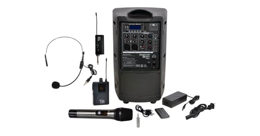 Galaxy Audio TQ8X-GTU-HSP5AB — Traveler Quest 8X Economical Portable Rechargeable PA Speaker System